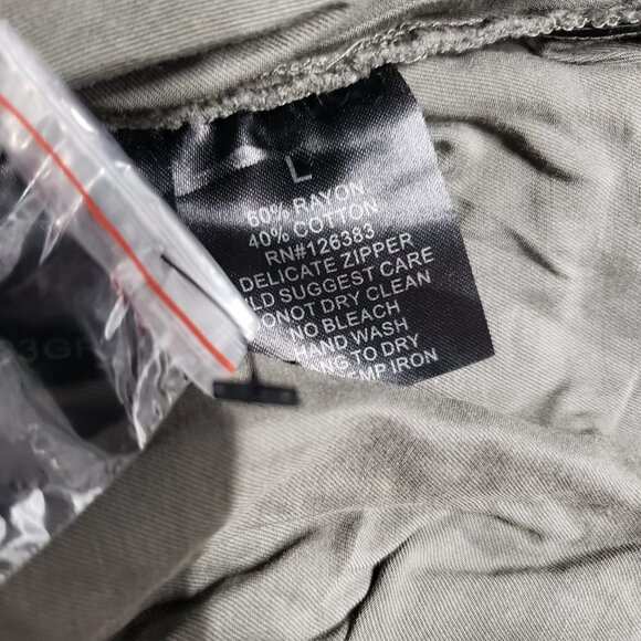 Ethyl Olive Green Ruched Jacket with crystal rhinestone zipper NWT size Large - Picture 12 of 14